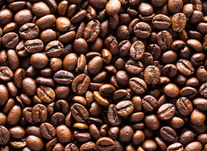 Roasted coffee beans, source of caffeine anhydrous