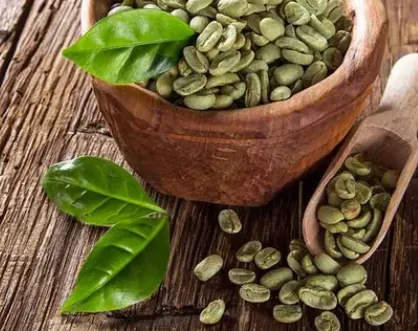 Raw green coffee beans